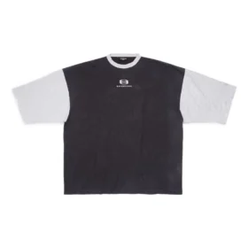3/4-Ärmel-Logo-T-Shirt „Washed Black Heather Grey“ 699190TMVC81208