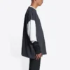 3/4-Ärmel-Logo-T-Shirt „Washed Black Heather Grey“ 699190TMVC81208