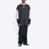 3/4-Ärmel-Logo-T-Shirt „Washed Black Heather Grey“ 699190TMVC81208
