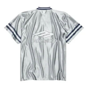 3B Football V-Ausschnitt Glänzendes Jersey Oversize „Grau-Weiß“ 857113TTVQ71461