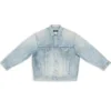 3B Sports Vintage-Denim-Jacke, Large-Passform „Hellblau“ 704299TJW798469
