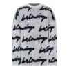 3D Scribble Rundhals-Baumwollpullover „White“ 625985T31809040