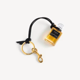Anhänger in Form einer Parfüm-Miniaturflasche in Schwarz