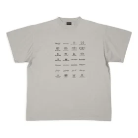 Archives Logos T-Shirt Oversized „Hellgrau“ 712398TNVQ71342
