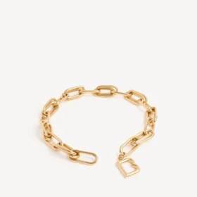 „B Link“-Halskette für Damen in glänzendem Gold