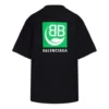 B Umweltfreundliches grünes Alphabet-Logo-Print, kurzärmelig, schwarz 594599THV631000