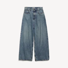 Baggy-Jeans für Damen mit tiefem Schritt in schmutzigem Vintage-Blau