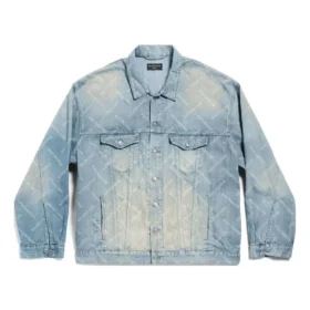 Bal Diagonal Allover Oversized-Jacke „Light Blue Japanese Ring Denim“ 773616TPW534868