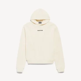 Balenciaga Damen-Hoodie mit mittlerer Passform und „Back“-Motiv in Creme Balenciaga Damen-Hoodie mit mittlerer Passform und „Back“-Motiv in Creme