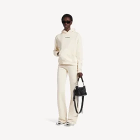 Balenciaga Damen-Hoodie mit mittlerer Passform und „Back“-Motiv in Creme Balenciaga Damen-Hoodie mit mittlerer Passform und „Back“-Motiv in Creme