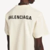 Balenciaga Damen-T-Shirt mit „Back“-Motiv in cremefarbener Ausführung und mittlerer Passform