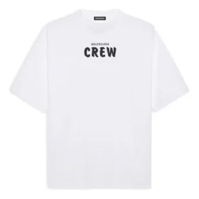 Balenciaga Herren-Crew-Shirt mit Alphabet-Print, kurzärmelig, weiß 620969TIV749040