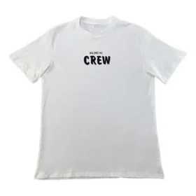Balenciaga Herren-Crew-Shirt mit Aufdruck, kurzärmelig, weiß 620941TIV749040