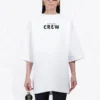 Balenciaga Herren-Crew-Shirt mit Aufdruck, kurzärmelig, weiß 620941TIV749040