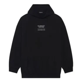 Balenciaga Herren FW21 Boxy Loose Kapuzen-Langarmshirt, Schwarz, 651799TJV910107 Balenciaga Herren FW21 Boxy Loose Kapuzen-Langarmshirt, Schwarz, 651799TJV910107