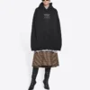 Balenciaga Herren FW21 Boxy Loose Kapuzen-Langarmshirt, Schwarz, 651799TJV910107
