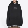Balenciaga Herren FW21 Boxy Loose Kapuzen-Langarmshirt, Schwarz, 651799TJV910107
