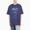 Balenciaga Herren FW21, chemische Reinigung, Alphabet-Print, Retro-Strick, kurzärmelig, marineblau 651795TKVF83866