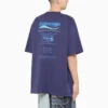 Balenciaga Herren FW21, chemische Reinigung, Alphabet-Print, Retro-Strick, kurzärmelig, marineblau 651795TKVF83866