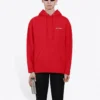 Balenciaga Herren FW21, locker sitzendes Langarm-Kapuzenshirt mit Logo, rot, 600583TIV846540