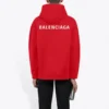 Balenciaga Herren FW21, locker sitzendes Langarm-Kapuzenshirt mit Logo, rot, 600583TIV846540