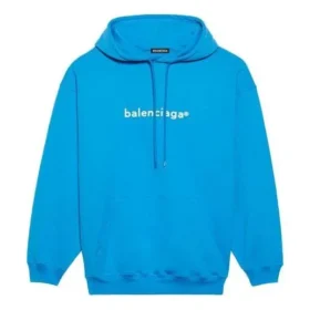 Balenciaga Herren FW21 Logo-Kapuzenpullover mit langen Ärmeln, Blau 570811TIV557560 Balenciaga Herren FW21 Logo-Kapuzenpullover mit langen Ärmeln, Blau 570811TIV557560