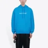 Balenciaga Herren FW21 Logo-Kapuzenpullover mit langen Ärmeln, Blau 570811TIV557560