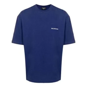 Balenciaga Herren FW21 Logo-Pullover mit Rundhalsausschnitt und kurzen Ärmeln, Blau 612966TIVG53967 Balenciaga Herren FW21 Logo-Pullover mit Rundhalsausschnitt und kurzen Ärmeln, Blau 612966TIVG53967