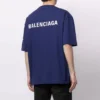 Balenciaga Herren FW21 Logo-Pullover mit Rundhalsausschnitt und kurzen Ärmeln, Blau 612966TIVG53967