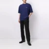 Balenciaga Herren FW21 Logo-Pullover mit Rundhalsausschnitt und kurzen Ärmeln, Blau 612966TIVG53967