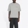 Balenciaga Herren FW21 Retro-T-Shirt mit Logo-Aufdruck, kurzärmelig, grau 612966TIVG51167