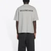 Balenciaga Herren FW21 Retro-T-Shirt mit Logo-Aufdruck, kurzärmelig, grau 612966TIVG51167