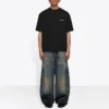 Balenciaga Herren FW21 Retro-T-Shirt mit Logo-Aufdruck, kurzärmelig, schwarz 612966TIVG51070