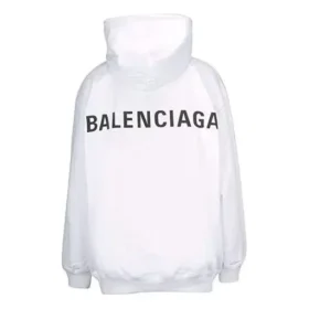 Balenciaga Herren-Kapuzenpullover mit „Back Alphabet“-Aufdruck, langärmelig, weiß, 556113TAV379000 Balenciaga Herren-Kapuzenpullover mit „Back Alphabet“-Aufdruck, langärmelig, weiß, 556113TAV379000