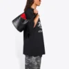 Balenciaga Herren-Laufshirt mit Musterdruck und Logo, locker geschnitten, kurzärmelig, schwarz 641614TJVK61070