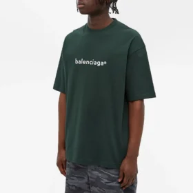 Balenciaga Herren-Pullover mit Rundhalsausschnitt, Alphabet-Print, kurzärmelig, grün 612966TIV543011