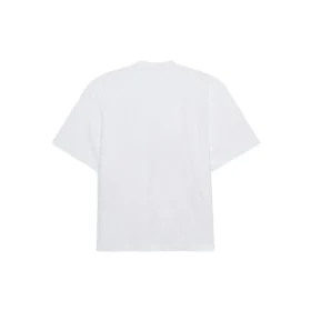 Balenciaga Herren-Pullover mit Rundhalsausschnitt, Kurzarm, weiß, mit Schriftzug, 641614TJVI39040
