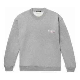 Balenciaga Herren-Pullover mit Rundhalsausschnitt und „Micro Mark“-Alphabetmuster, grau, 556147TBV141300 Balenciaga Herren-Pullover mit Rundhalsausschnitt und „Micro Mark“-Alphabetmuster, grau, 556147TBV141300