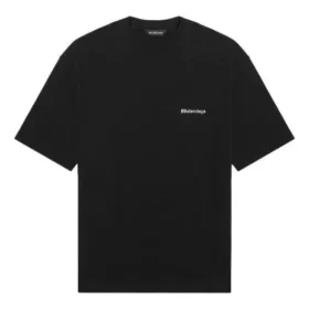 Balenciaga Herren SS21 Einfarbiges T-Shirt mit Logo-Aufdruck, kurzärmelig, schwarz 612966TJV871070 Balenciaga Herren SS21 Einfarbiges T-Shirt mit Logo-Aufdruck, kurzärmelig, schwarz 612966TJV871070