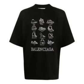 Balenciaga Herren SS21 Freizeit-T-Shirt mit Aufdruck, groß, kurzärmelig, schwarz 641614TJV801070 Balenciaga Herren SS21 Freizeit-T-Shirt mit Aufdruck, groß, kurzärmelig, schwarz 641614TJV801070