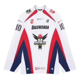 Balenciaga Herren SS21 Hockey Sports Mesh Langarm-Shirt, Weiß, 657105TKV248090