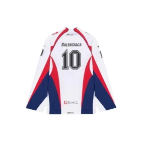 Balenciaga Herren SS21 Hockey Sports Mesh Langarm-Shirt, Weiß, 657105TKV248090