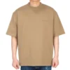 Balenciaga Herren SS21, locker sitzendes T-Shirt mit Rundhalsausschnitt, gesticktem Alphabet-Logo und kurzen Ärmeln, khaki, 612966TJV879504