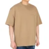 Balenciaga Herren SS21, locker sitzendes T-Shirt mit Rundhalsausschnitt, gesticktem Alphabet-Logo und kurzen Ärmeln, khaki, 612966TJV879504