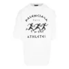Balenciaga Herren SS21 Marathon-Laufshirt mit Laufmuster-Print und Logo, kurzärmelig, weiß 641614TJVK69040