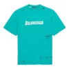 Balenciaga Herren SS21 mit Alphabet-Print, Lochmuster, Rundhalsausschnitt und kurzen Ärmeln, grün 651795TKVB84661