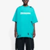 Balenciaga Herren SS21 mit Alphabet-Print, Lochmuster, Rundhalsausschnitt und kurzen Ärmeln, grün 651795TKVB84661
