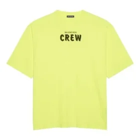 Balenciaga Herren-Sweatshirt mit Rundhalsausschnitt, Alphabet-Aufdruck, kurze Ärmel, fluoreszierendes Grün 620969TIVG97072