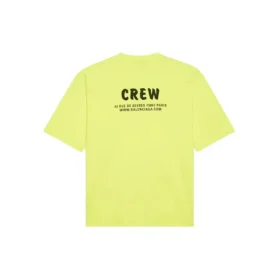 Balenciaga Herren-Sweatshirt mit Rundhalsausschnitt, Alphabet-Aufdruck, kurze Ärmel, fluoreszierendes Grün 620969TIVG97072