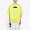 Balenciaga Herren-Sweatshirt mit Rundhalsausschnitt, Alphabet-Aufdruck, kurze Ärmel, fluoreszierendes Grün 620969TIVG97072